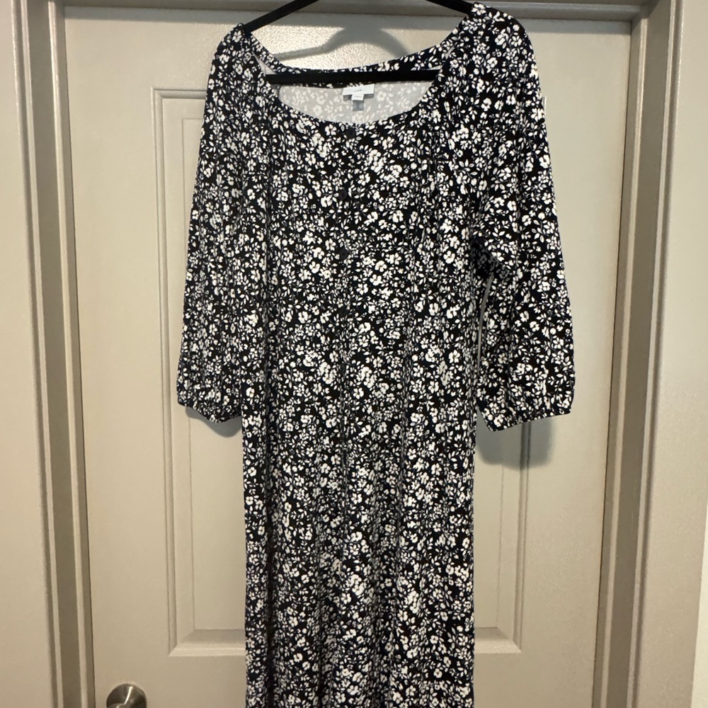 J. Jill Black and White Midi Dress